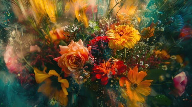 Marcela s flower bouquet captured in a fuzzy image