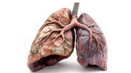 human lungs anatomy isolated on white or transparent background .png.