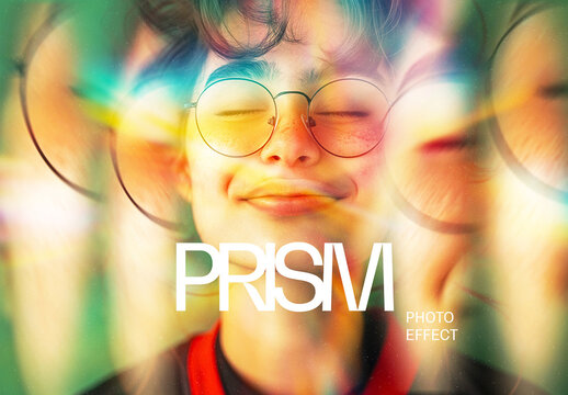 Rainbow Prism Photo Effect Mockup