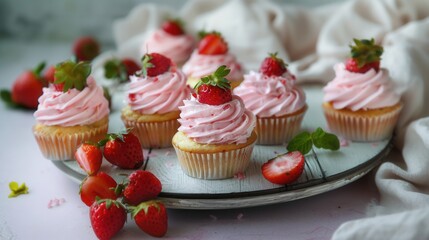 Dessert cake with fresh strawberry