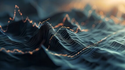 Abstract background depicting a mountain range formed by data lines