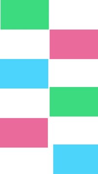 Colorful fun boxes drop into the scene and then slide away. Vintage retro background with upbeat movement.