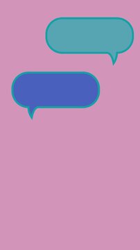 Colorful bright text chat screen with speech bubbles, showing a conversation.