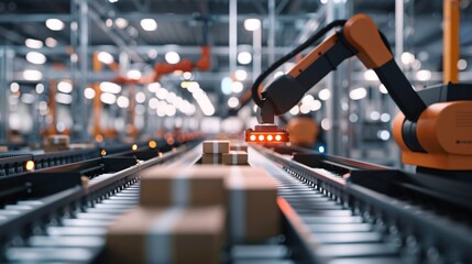 AI and automatic robotic for transport packages in delivery business.