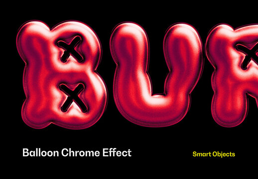 Ballon Glitter Chrome Text Effect Mockup