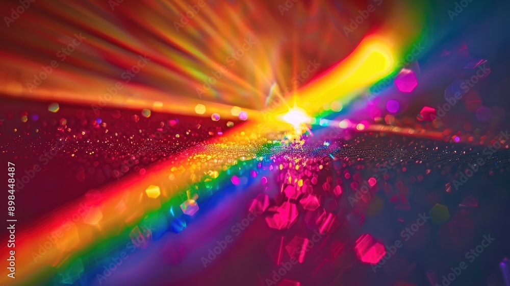 Poster vibrant spectrum created by a prism separating white light into colors