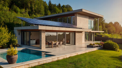 Fototapeta premium House with solar panels