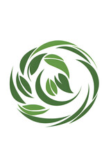 Obraz premium Abstract green leaf swirl logo design ideal for ecofriendly, environmental, or organic brand representation on a plain white background, conveying a sense of sustainability and greenery