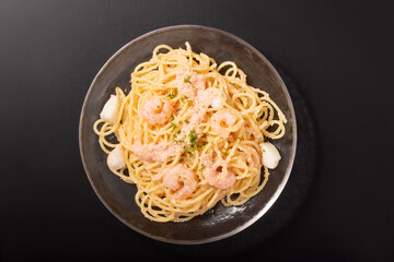 イカと海老の冷やし明太クリームパスタ