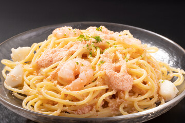 イカと海老の冷やし明太クリームパスタ