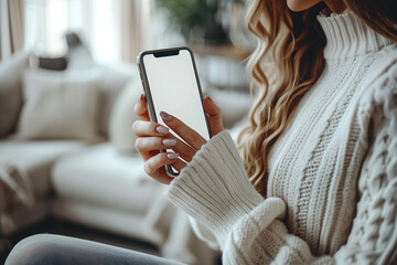 Serenity in Digital Connection: A Gentle Touch of Modern Life, Blank Canvas for Graphic Creativity, Generative AI