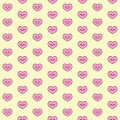 Kawaii pink heart seamless pattern