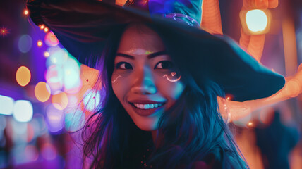 Fototapeta premium 可愛い魔女に仮装した日本人少女