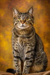 Obraz premium image of brown cat in front of brown background studio shot