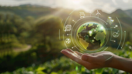 Green Energy and Sustainability in Morning Light 