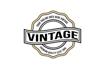 Simple Round Vintage Retro Stamp Label Logo Design, Vintage frame logo. Antique label.