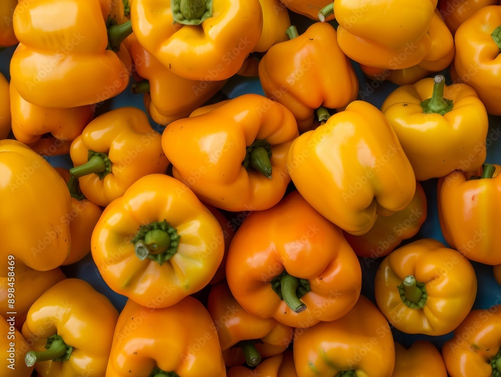 Aufkleber symmetrical aerial view of vibrant yellow bell peppers in geometric pattern with soft lighting