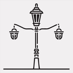 Street Lamp Thin line silhouette vector on a white background