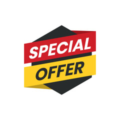 Special offer seasonal discount price tag red and black vector Banner template 