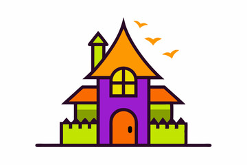  Halloween House Vector Line Art