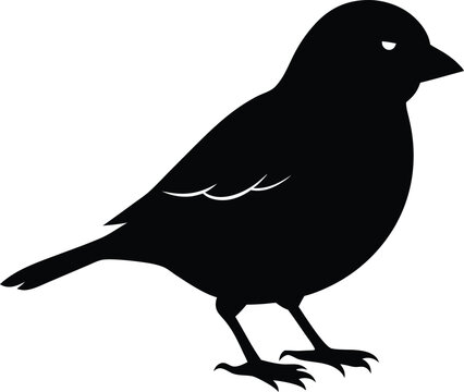 recommend clip art: Black and white silhouette of a sparrow