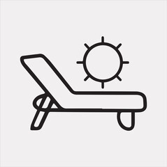 Sunbed icon Thin linear sunbed silhouette vector on a white background
