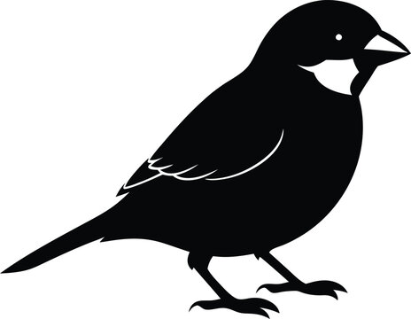 recommend clip art: Black and white silhouette of a sparrow