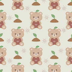Seamless pattern with bear