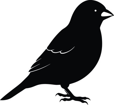recommend clip art: Black and white silhouette of a sparrow