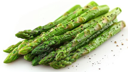 Crisp and vibrant fresh asparagus spears isolated on a clean white background