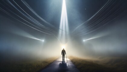 silhouette of a person in the fog