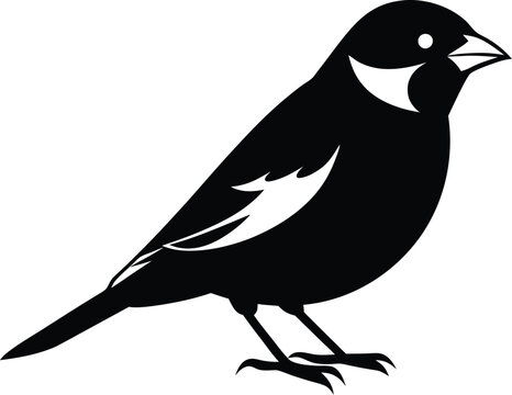 recommend clip art: Black and white silhouette of a sparrow