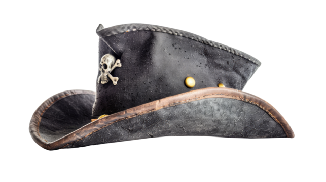 Leather Pirate Hat isolated on transparent