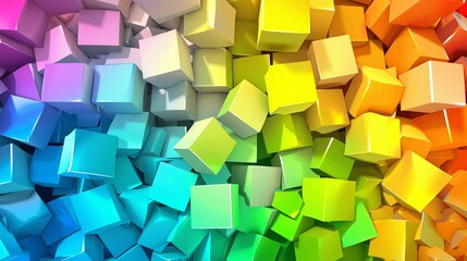 Rainbow colored cubes forming a colorful background