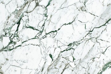 Obraz premium Polished white marble with intricate forest green veins, showcasing the natural beauty of stone in a luxurious and minimalist setting