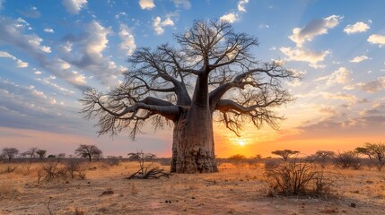 big old tree with morning sunlight
