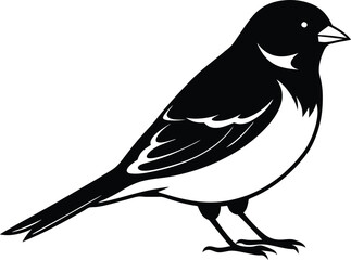 Black and white silhouette of a sparrow