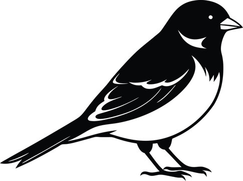 recommend clip art: Black and white silhouette of a sparrow