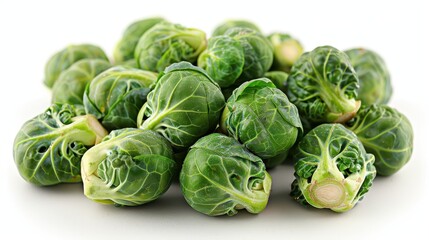 Fototapeta premium Fresh Brussels Sprouts Isolated on a Clean White Background for Healthy Eating Concept