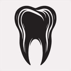 Tooth vector silhouette on white background