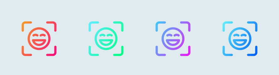 Selfie line icon in gradient colors. Photo signs vector illustration.