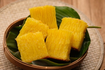 Bika Ambon is a traditional cake from Medan, Indonesia. This cake is made from ingredients such as tapioca flour, eggs, sugar, and coconut milk. Indonesian food.