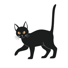 Walking Cat Silhouette Vector - Sleek and Modern Feline Clipart