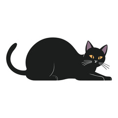 Stretching Cat Silhouette Vector - Graceful Feline Clipart