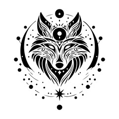 celestial spiritual mystical wolf silhouette, magical, vector © khawla