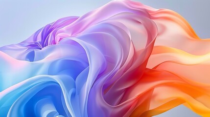 Multicolored fabric flowing creating abstract shapes background