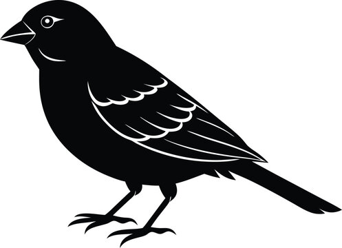 recommend clip art: Black and white silhouette of a sparrow