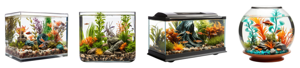 Set of fish aquariums.