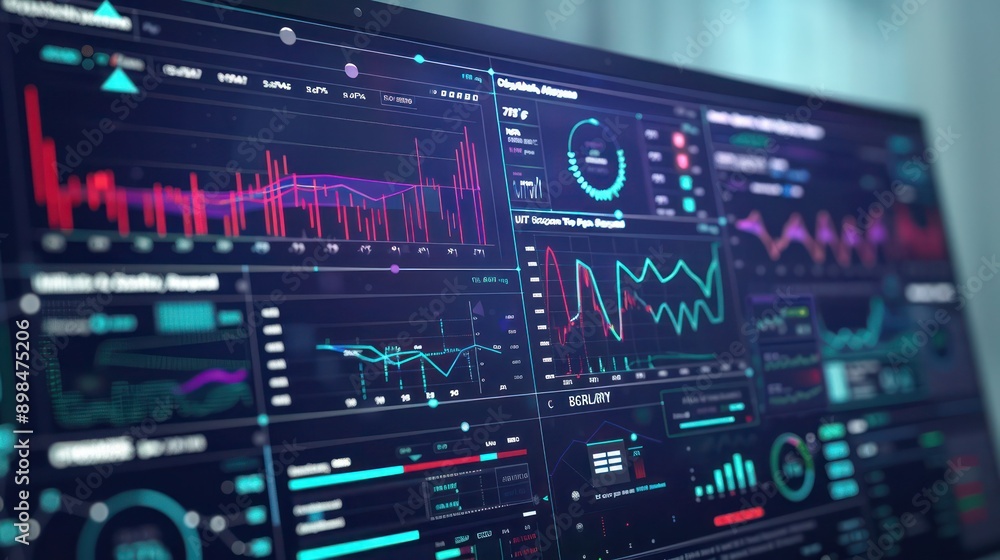 Poster healthcare data analytics dashboard showing vital signs and patient statistics in real-time.