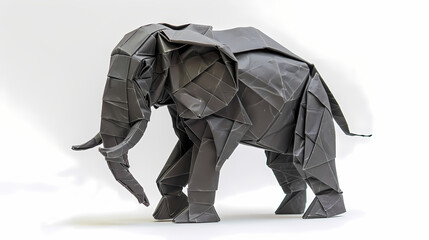 3D origami image of a asian elephant on a white background, very artistic fashion